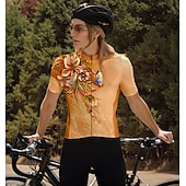 preiswerte Radtrikot Damen-Damen Radtrikot Kurzarm Fahhrad Trikot Oberteil mit 3 Gesäßtaschen Atmungsaktiv Schnelltrocknend Feuchtigkeitsableitend Reflektierende Streifen Orange Sport Bekleidung