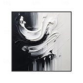 ieftine Picturi Abstracte-pictură în ulei realizată manual, pânză, artă de perete, decorare modernă, abstractă, alb-negru, pentru decorarea casei, cadru întins, pictură suspendată/pictură rulată fără cadru, neîntinsă