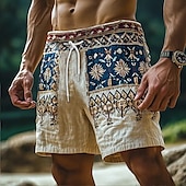 economico Vacanza-Per uomo Shorts Shorts di Lino Pantaloncini Estivi Shorts da Spiaggia Coulisse Elastico in vita Gamba Dritta Semplice Comodità Traspirante Lunghezza al ginocchio All&#039;aperto Quotidiano Ferie Vacanza