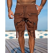 economico All&amp;#39;aperto-Per uomo Pantaloncini cargo Shorts Pantaloncini Estivi Coulisse Elastico in vita Multi-tasche Semplice Comodità Indossabile Lunghezza al ginocchio All&#039;aperto Sport Quotidiano Moda Casual Nero Marrone