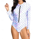 halpa Ihottumavartiot-Naisten Ihottumissuoja Uimapuku UV-aurinkosuojaus UPF50+ Kevyt Pitkähihainen Spandex Uima-asut Uimapuku Etuvetoketju Uinti Lainelautailu Hiekkaranta Vesiurheilu Kalavaa&#039;at Kesä Kevät Syksy