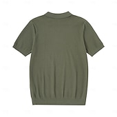 preiswerte Klassisches Poloshirt für Herren-Herren Polo Strick-Polopullover Geschäft Lässig V Ausschnitt Kurzarm Formell Linien / Wellen Neuheit Sommer Ganzjahres Schwarz Weiß Armeegrün Beige Kaffee Polo