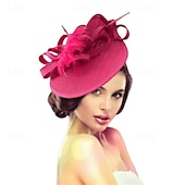 abordables Fascinators-Coiffe Lin Chapeau Fedora Mariage Soirée Fête du thé Course de Chevaux Cocktail ancien Mignon Simple Avec Plume Casque Couvre-chef