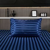 お買い得  スプレッドシートと枕カバー-髪と肌のためのサテン枕カバー2パック シルキーサテン枕カバー ストライプパターンファスナーなし エンベロープクロージャー付き