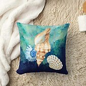 baratos Fronhas de Almofadas de Decoração-Capa de Almofada Decorativa com Conchas do Oceano 1PC Almofada Quadrada Macia para Sofá Capa de Almofada para Quarto Sala de Estar Cadeira