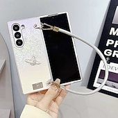 Χαμηλού Κόστους Samsung Θήκη-τηλέφωνο tok Για Samsung Galaxy Z Διπλώστε 6 Z Fold 5 Z Fold 4 Z Fold 3 Πίσω Κάλυμμα με λουράκι καρπού Ανθεκτική σε πτώσεις Ρετρό TPU PC