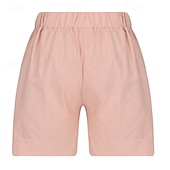 economico Pantaloncini in lino di cotone-Per donna Pantaloncini in cotone e lino Shorts Pantaloni Eleganti Casual Corto Naturale Semplice Tasca Elastico in vita Comodo All&#039;aperto Quotidiano Ferie Vinaccia Grigio Nero Bianco Estate