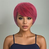 economico Parrucche trendy sintetiche-Parrucca Sintetica Liscio Liscio naturale Asimmetrico Riga Profonda Fatto a macchina Parrucca 10 pollici A1 Capelli Sintetici Per donna Classico Gradiente di colore Capelli Evidenziati / Balayage
