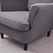 economico Rivestimento sedia wingback-Copripoltrona con schienale alto, in tessuto jacquard elasticizzato, per poltrone con schienale alto, copripoltrona con schienale alto, protezione antiscivolo per mobili, per l&#039;arredamento della casa,