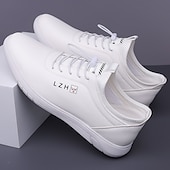 baratos Casual-tênis casual bege com cadarço para homens - calçados confortáveis para o dia a dia para passeios casuais