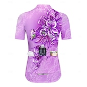 abordables Maillots de mujer-Mujer Maillot de Ciclismo Graphic Degradado Flores Botánica Manga Corta Bicicleta Maillot Camiseta con 3 bolsillos traseros Filtro Solar Resistente a los rayos UV Secado rápido Bandas Reflectantes