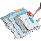abordables almacenamiento de equipaje y viajes-Paquete de 10 bolsas de compresión para ahorrar espacio en viajes (no se necesita vacío ni bomba), bolsas de almacenamiento al vacío para artículos esenciales de viaje, organizadores de embalaje para