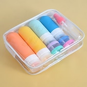 abordables almacenamiento de equipaje y viajes-Paquete de 17 botellas de viaje para artículos de tocador, contenedores de viaje de silicona aprobados por la TSA, a prueba de fugas, recargables, accesorios de viaje para champú, acondicionador,