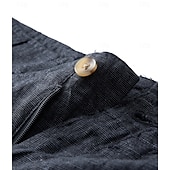 baratos Calções Elite Masculinos-Shorts masculino 100% linho liso na altura do joelho, para escritório, uso diário, férias, estilo étnico, azul escuro, inelástico
