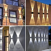 voordelige Wandverlichting buiten-4 stuks zonne-wandlampen IP65 waterdicht, op- en neerwaartse verlichting, landschapsverlichting voor thuis, garage, veranda, tuin, terras, vakantiedecoratie
