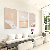 preiswerte Abstrakte Gemälde-Wellenölgemälde handgemaltes abstraktes Ölgemälde Wandkunst 3er Set beige abstrakte Malerei auf Leinwand beige Textur Gemälde Wandkunst neutrale abstrakte Malerei Wandkunst Wanddekoration