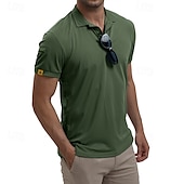 cheap Men&#039;s Classic Polo-Men&#039;s Golf Shirt Golf Polos Shirts Work Casual Lapel Short Sleeve Basic Modern Plain Patchwork Buttons Summer Regular Fit Blue Sky Blue Army Green Golf Shirt
