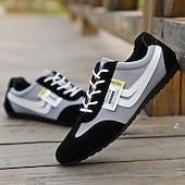 billiga Herrsneakers-Herr Sneakers PU Läder Nylon Andningsfunktion Bekväm Halksäker Snörning Brun Grå Sommar Vår