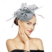 tanie Fascynatory i kapelusze-Stroik Sinamay Kapelusz Fedora Ślub Wieczorna impreza Herbaciane przyjęcie Wyścigi konne koktajl Zabytkowe Śłodkie Z Pióro Kwiaty Winieta Nakrycia Głowy