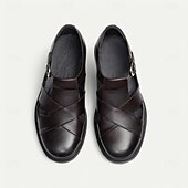 cheap Premium Leather Sandals-Men&#039;s Leather Sandals with Closed Toe – Breathable Non-Slip Summer Shoes for Formal Gatherings, Church  and Outdoor Wear