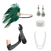olcso Kiegészítők és még sok más-A nagy Gatsby Flapper fejpánt Gyöngyös karkötő Fülbevaló A nagy Gatsby Toll Retro Csillogó glitter Női Farsang Valentin nap Álarcos mulatság Party estélyi viselet Álarcos mulatság Fesztivál Felnőttek