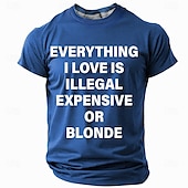 billiga Roliga T-shirts för män-Herr Rolig Slang T-shirt Kortärmad T-shirt 3D-tryck Rund hals Skjorta Mode Dagligen Gata Ledigt Dagligen Svart Rubinrött Blå Sommar Vår Kläder S M L XL XXL XXXL