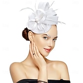 tanie Fascynatory i kapelusze-Stroik Sinamay Kapelusz Fedora Ślub Wieczorna impreza Herbaciane przyjęcie Wyścigi konne koktajl Zabytkowe Śłodkie Z Pióro Kwiaty Winieta Nakrycia Głowy