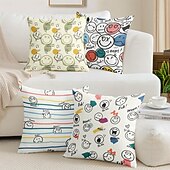 baratos Fronhas de Almofadas de Decoração-Sorriso Feliz Capas de Almofada Decorativas 1PC Almofada Quadrada Macia para Sofá para Quarto Sala de Estar Cadeira