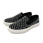 levne Pánské nazouváky a mokasíny-pánské černé slip-on boty s perleťovými detaily - elegantní společenské tenisky na svatby, taneční večírky a luxusní akce