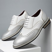 abordables Officiel-Chaussures richelieu pour homme en similicuir blanc et beige avec des touches de bleu – Chaussures de bal tendance pour hommes élégants