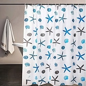 abordables Cortinas de ducha-Cortina de Ducha Forro PEVA Impermeable 12 Ganchos Decoración de Baño Estilo Nórdico Impresión de Triángulo/Cuadro de Playa y Océano