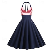  Dia da Independência 250º Aniversário EUA Anos 50 Vestido de uma linha Vestido swing Nadador Bandeira dos EUA Fantasia Mulheres Baile de Máscaras 4 de julho Dia da Independência Casual / Diário Festa