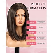 cheap Synthetic Trendy Wigs-Bob Wigs for Women Middle Part Bob Style Heat Resistant Fibre Synthetic Heat Resistant Wigs Ligt Brown Color