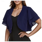 billige Brudesjaler-Kvinnes Wrap Elegant Solbeskyttelse Kortermet Chiffon Bryllupswraps Med Ren Farge Bryllup Sommer