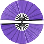 abordables Fournitures pour fêtes-Lot de 2 grands éventails à main pliables pour danse en ligne, style chinois, japonais, kung fu, tai chi, popping, clac, rave