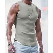 cheap Tank Tops-Men&#039;s Tank Top Vest Top Undershirt Sleeveless Shirt Sleeveless Crew Neck Summer Plain Fashion Designer Basic Classic Vacation Street Going out Black Light Grey Dark Gray Top Tee for Men