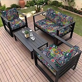 abordables Housse de fauteuil et d&#039;accoudoir de canapé-Housse de coussin de siège de canapé d&#039;extérieur, housse de mobilier de patio, housses en microfibre teintes en fil floral