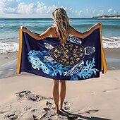 economico set di asciugamani da spiaggia-telo mare stampato, telo mare leggero e anti-sabbia ad asciugatura rapida, ideale per viaggi, piscina e uso all&#039;aperto