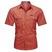 economico Camicie da lavoro da uomo-Per uomo Camicia Camicia Estiva Camicia casual Camicia con Bottoni Camicia cargo Blu denim Nero Giallo Rosso Kaki Manica Corta Semplice Colletto a Camicia Vacanza Camicia hawaiana Tasca Abbigliamento