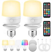 economico Luci del disco-1 pz. Lampada E27 con testa di ricarica magnetica, piccola luce notturna, telecomando staccabile, lampada da comodino, luce da parete, temporizzazione regolabile, interfaccia tipo C.