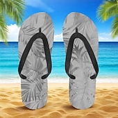 cheap Vacation Sandals-Men’s Blue Leaf Printed Flip Flops – Tropical &amp; Stylish Style for Beach Vacations, Island Hopping &amp; Beachside Dinners