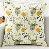 baratos Fronhas de Almofadas de Decoração-Sorriso Feliz Capas de Almofada Decorativas 1PC Almofada Quadrada Macia para Sofá para Quarto Sala de Estar Cadeira