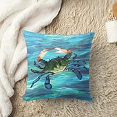 baratos estilo animal-Capa de Almofada Decorativa Caranguejo do Oceano 1PC Case de Almofada Quadrada Macia para Sofá de Quarto Sala de Estar Cadeira