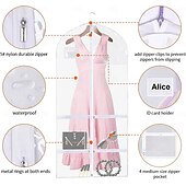 baratos Saco de Roupa &amp; Capa-Bolsa para roupas de dança, capa para roupas penduradas em peva espessada com 7 bolsos com zíper, bolsa para terno extra longa, transparente e à prova de poeira para armazenamento em armário ou viagem