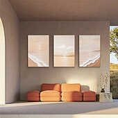 preiswerte Abstrakte Gemälde-Wellenölgemälde handgemaltes abstraktes Ölgemälde Wandkunst 3er Set beige abstrakte Malerei auf Leinwand beige Textur Gemälde Wandkunst neutrale abstrakte Malerei Wandkunst Wanddekoration