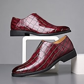 economico Mocassini-scarpe slip-on da uomo in similpelle con motivo coccodrillo bordeaux – scarpe casual eleganti per eventi smart-casual