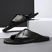 preiswerte Urlaubsandalen-Braune Herren-Sandalen mit Kreuzriemen aus Kunstleder – bequeme Schlupfsandalen mit hochwertiger Lederkonstruktion und verstellbarer Passform, ideal für entspannten Sommerlook und Outdoor-Abenteuer