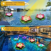 economico Luci subacquee-1 pz luce galleggiante solare per laghetto con loto, luce da giardino per esterni, cortile, foglia di loto, decorazione per laghetto, piscina, illuminazione, luce galleggiante per l&#039;acqua
