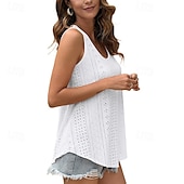 economico Camicie-Per donna Camicie di cotone e lino Blusa Semplice Moderno Casual Senza Maniche Girocollo Top Regolari Quotidiano Uscire Asimmetrico Nero Bianco Rosa Estate