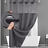 cheap Shower Curtains-Waffle Weave Shower Curtain 180cm*180cm(70&quot;*70&quot;) with Snap-in Fabric Liner Set, Solid Colored Hotel Style for Bathroom with Mesh Top Window